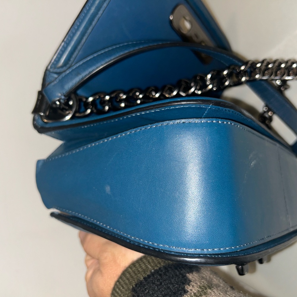 Coach Navy Leather Chain Shoulder Bag - Picture 11 of 11